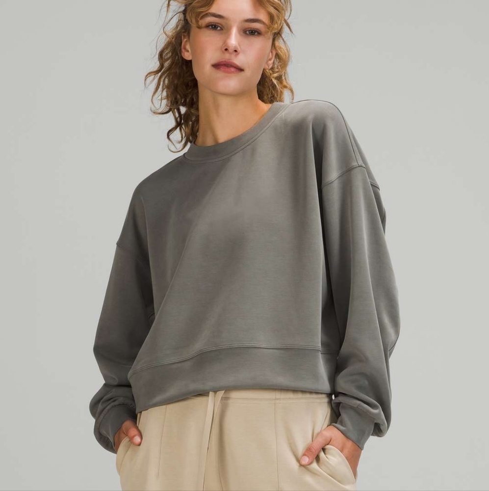 Lululemon Perfectly Oversized Crop Crew - Grey Sage